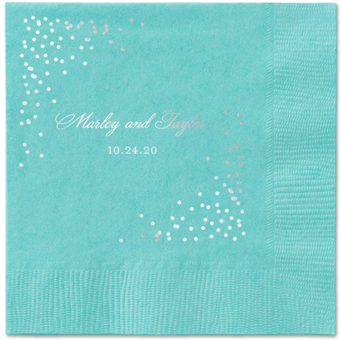 Confetti Greeting Napkins, Grey, Aqua, Silver