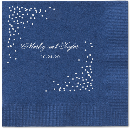 Confetti Greeting Napkins, White, Navy