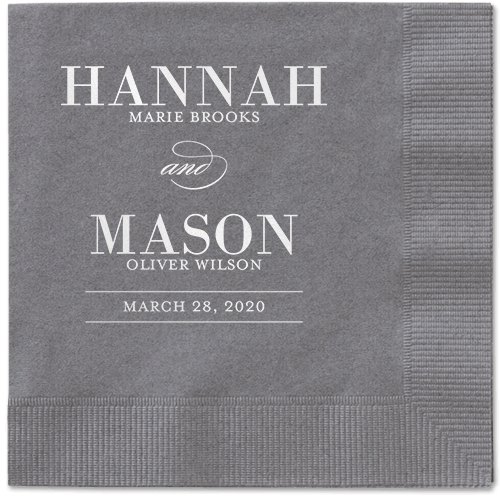Divine Elegance Napkins, White, Pewter