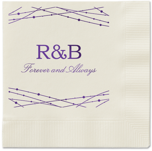 Glowing Bright Napkins, Purple, Ecru