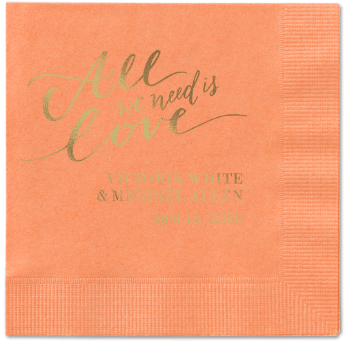 Lovely Scripted Napkins, Yellow, Coral, Gold