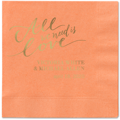 Lovely Scripted Napkins, Yellow, Coral