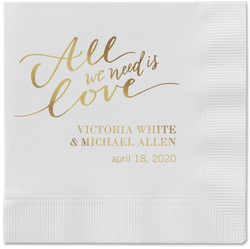 Lovely Scripted Napkins, Yellow, White, Gold