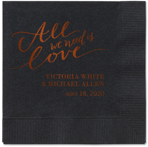 Lovely Scripted Napkins, Brown, Black, Mocha