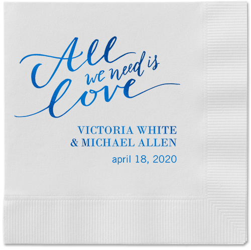 Lovely Scripted Napkins, Blue, White
