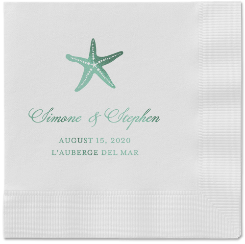Stylish Starfish Napkins, Green, White, Sage