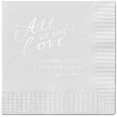 Lovely Scripted Napkins, White, White, White