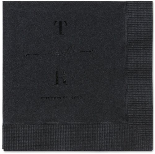 Diamond Blossoms Napkin, Black, Black, Black