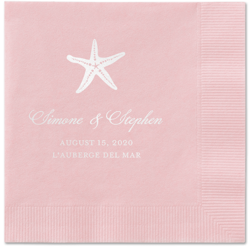 Stylish Starfish Napkins, White, Blush