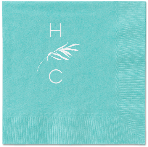 Tropical Herald Napkin, White, Aqua, White