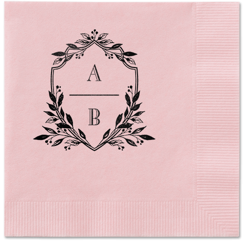 Classic Herald Napkin, Black, Blush, Black