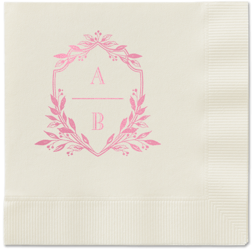Classic Herald Napkin, Pink, Ecru, Blush