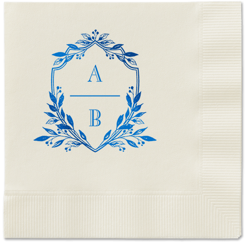 Classic Herald Napkin, Blue, Ecru
