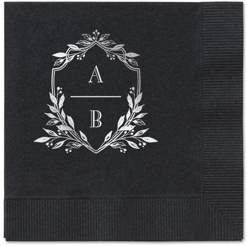 Classic Herald Napkin, Grey, Black