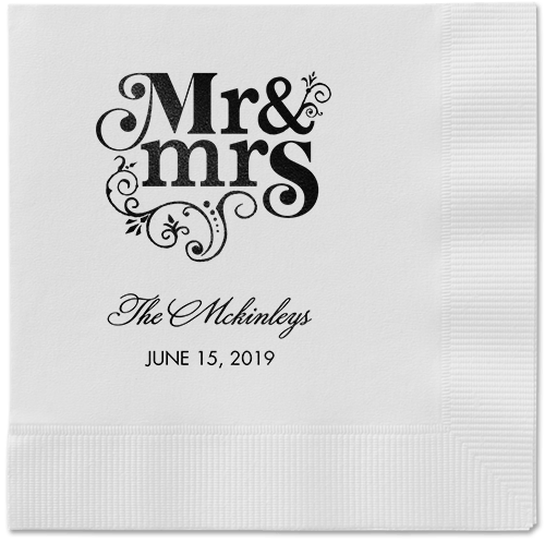 Flourish Title Napkins, Black, White, Black