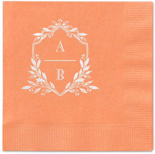 Classic Herald Napkin, White, Coral