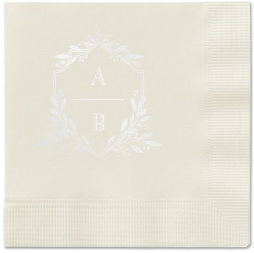 Classic Herald Napkin, White, Ecru