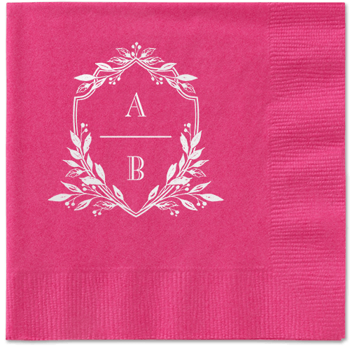 Classic Herald Napkin, White, Magenta