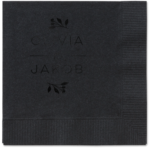 Delicate Blooms Napkin, Black, Black