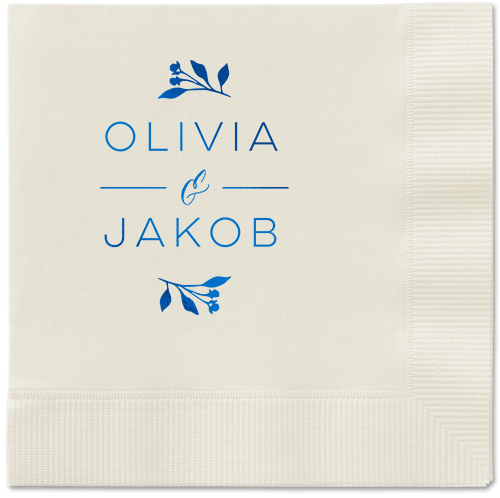 Delicate Blooms Napkin, Blue, Ecru, Royal