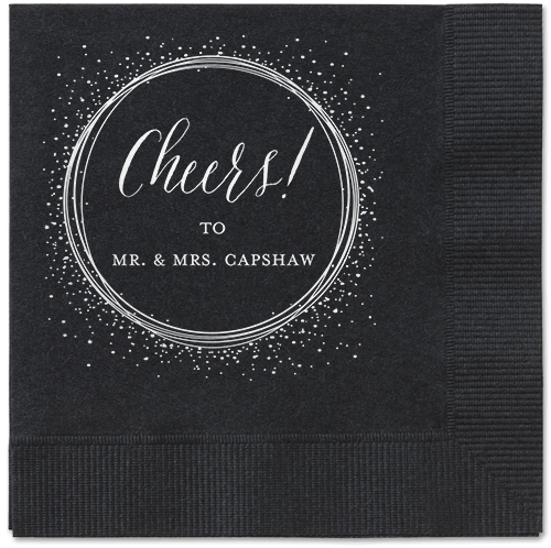 Resplendent Night Napkin, White, Black