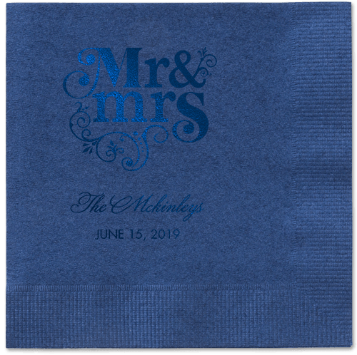 Flourish Title Napkins, Blue, Navy, Midnight