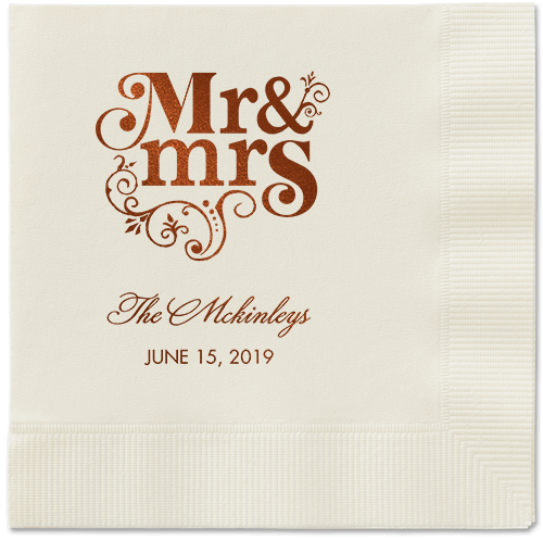 Flourish Title Napkins, Brown, Ecru, Mocha