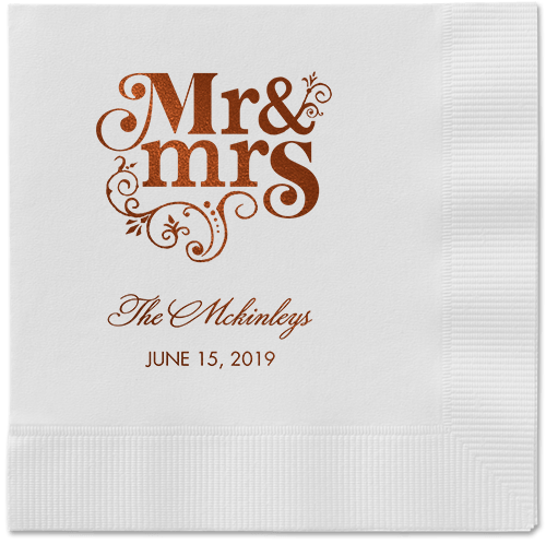 Flourish Title Napkins, Brown, White, Mocha