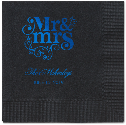 Flourish Title Napkins, Blue, Black