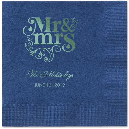 Flourish Title Napkins, Green, Navy, Sage