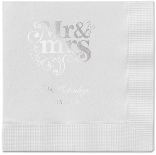 Flourish Title Napkins, Grey, White