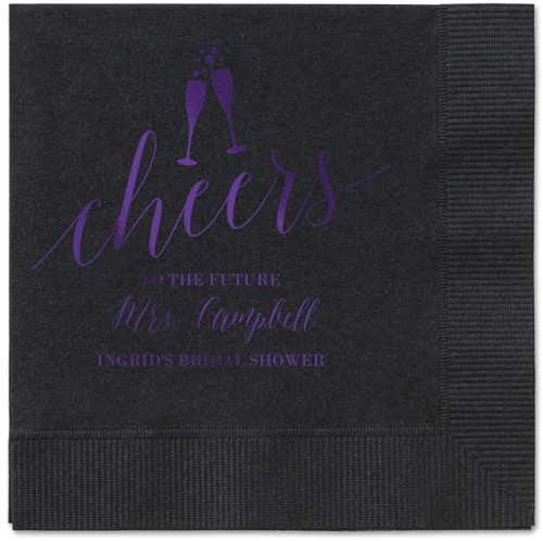 Gleaming Hooray Napkin, Purple, Black, Purple