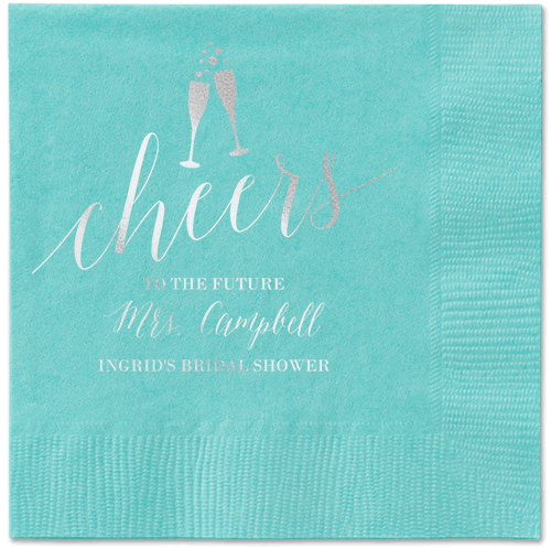 Gleaming Hooray Napkin, Grey, Aqua, Silver
