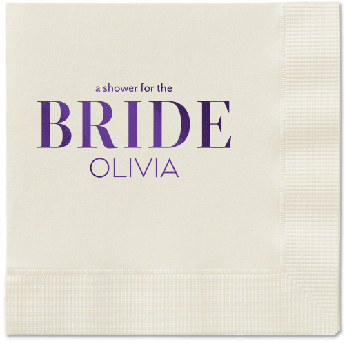 Watercolor Flowers Napkin, Purple, Ecru, purple