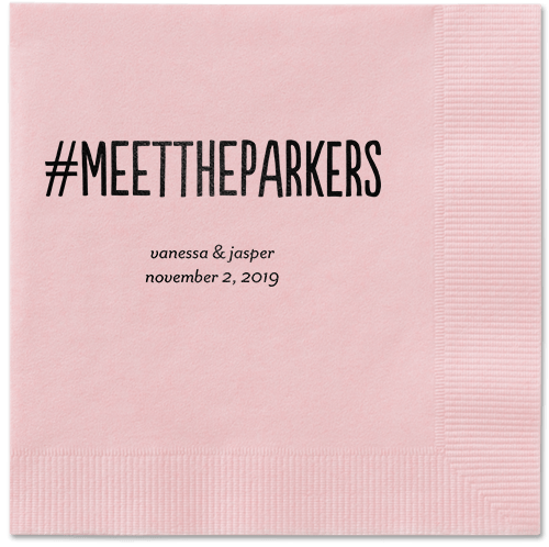 Adorable Couple Napkins, Black, Blush, Black