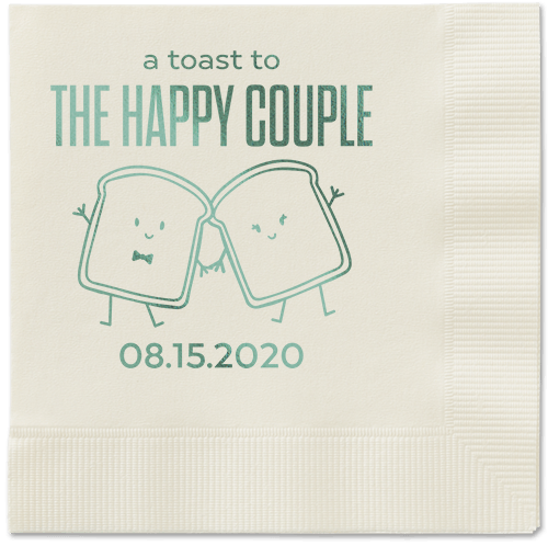 Toast the Couple Napkin, Green, Ecru