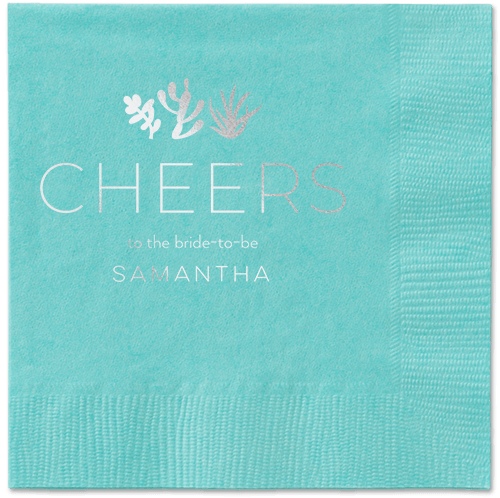 Desert Greenery Napkin, Grey, Aqua, silver