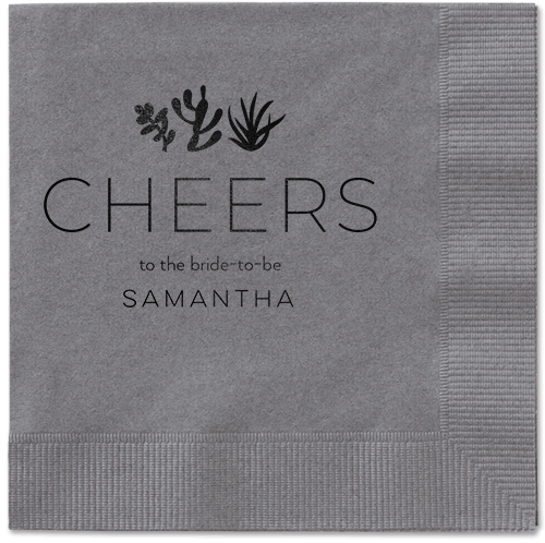 Desert Greenery Napkin, Black, Pewter, black