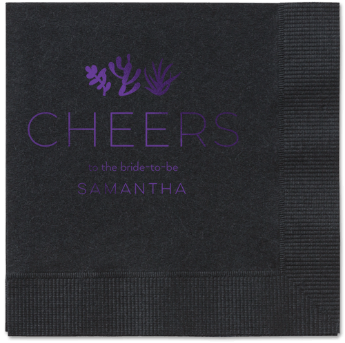 Desert Greenery Napkin, Purple, Black, purple