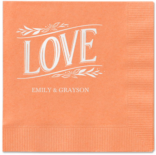 Ornamented Petals Napkin, White, Coral