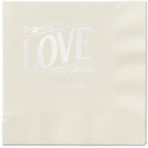 Ornamented Petals Napkin, White, Ecru