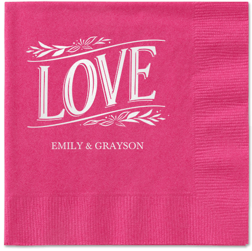 Ornamented Petals Napkin, White, Magenta