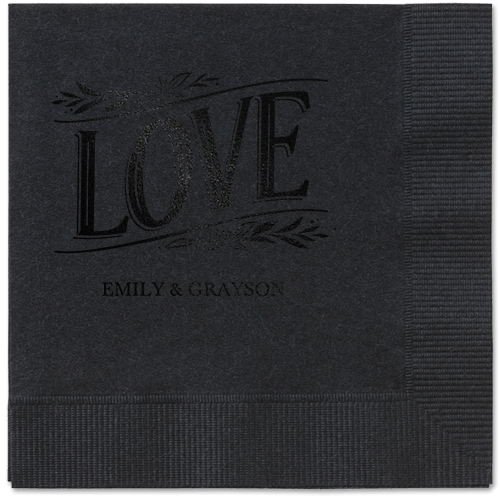 Ornamented Petals Napkin, Black, Black, black