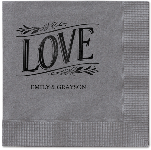 Ornamented Petals Napkin, Black, Pewter, black