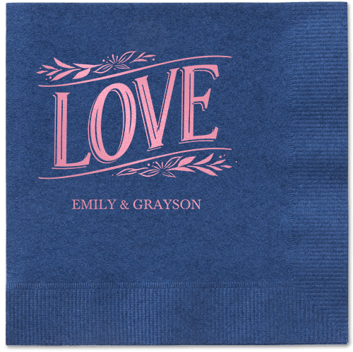 Ornamented Petals Napkin, Pink, Navy, blush