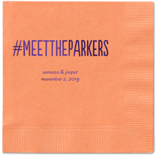 Adorable Couple Napkins, Purple, Coral, Purple