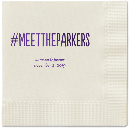 Adorable Couple Napkins, Purple, Ecru, Purple