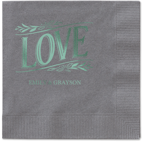 Ornamented Petals Napkin, Green, Pewter