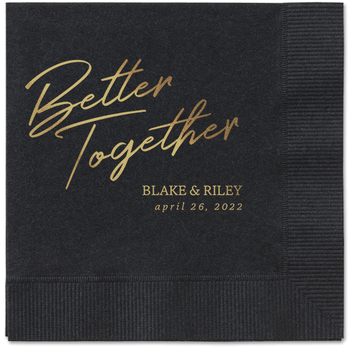 Improved Together Napkin, Yellow, Black, gold