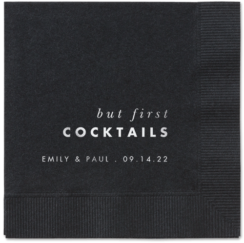 But First Napkin, Grey, Black, silver